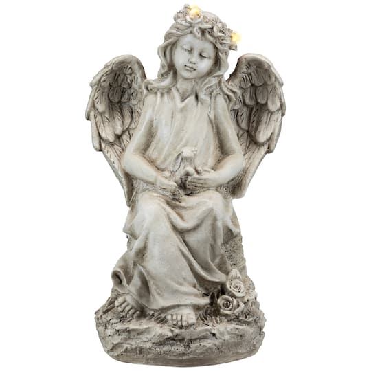 LED Lighted Angel With Rabbit Outdoor Garden Statue - 12" By Northlight in Beige | 13" x 6.5" x 5" | Michaelsยฎ